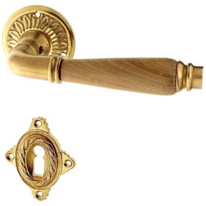 Jugendstil Zimmertürbeschlag aus Messing rautenförmiges Design matt gold